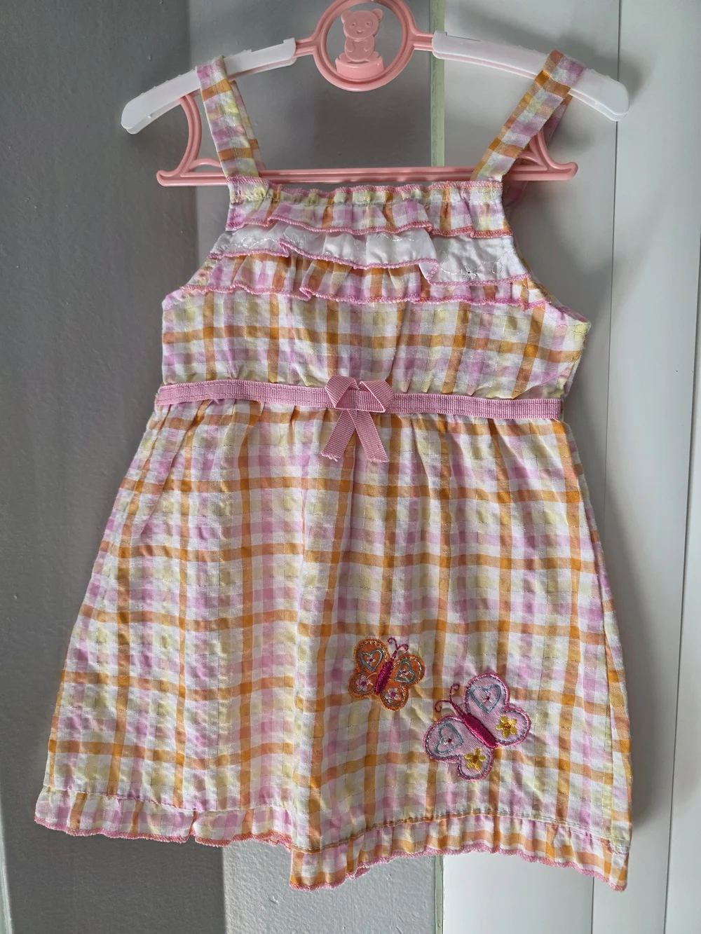 Gingham Plaid Seersucker Butterfly Summer Dress 24M